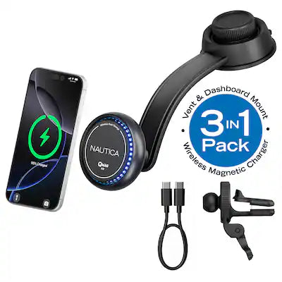 Nautica - Turan QMAG Air Wireless Magnetic Car Charger 15W with Cooling Fan, Ambient Light for iPhone, Samsung and More