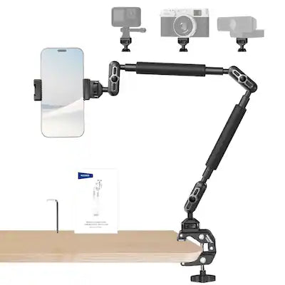 Neewer - 22" Magic Arm with C-Clamp - Adjustable Overhead Mount for Camera, Light, Mic & Phone on Desk