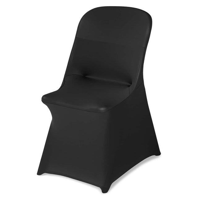 Front. VEVOR - 30 Pcs Black Chair Covers, Polyester Spandex Chair Cover, Stretch Slipcovers for Wedding Party Dining Banquet - Black.