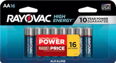Rayovac - High Energy AA Batteries (16 Pack), Double A Alkaline Batteries