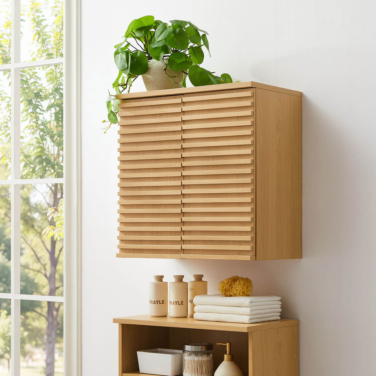 Render Wall Mounted Bathroom Cabinet by Modway - Oak
