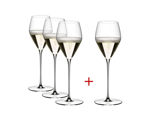 Front. Riedel - Veloce Champagne Wine Glass, Set of 4 - Clear.