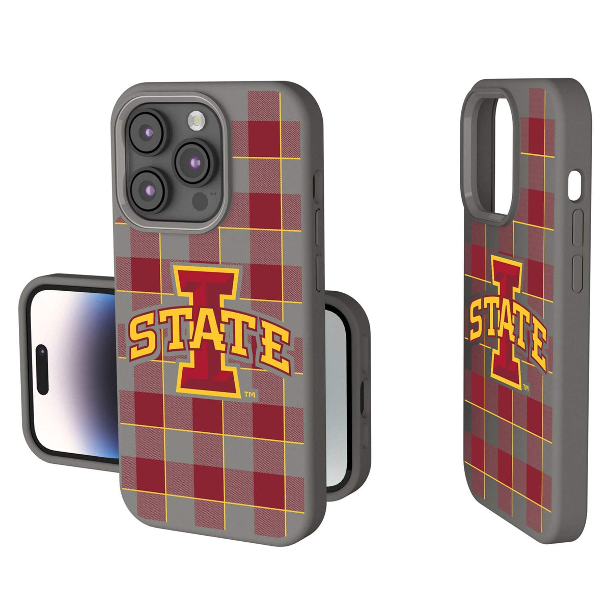 Keyscaper - NCAA - Iowa State Cyclones Plaid Soft Touch iPhone Case - 15 - Gray