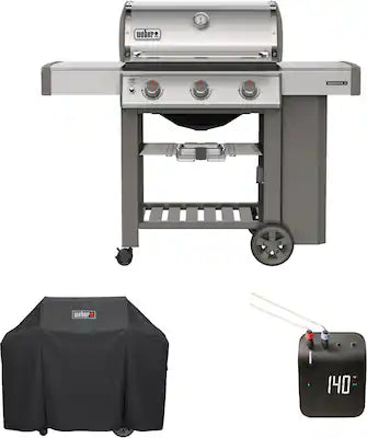 Weber - GENESIS II S310 3-Burner Natural Gas Grill with Cover and Weber Connect Bundle