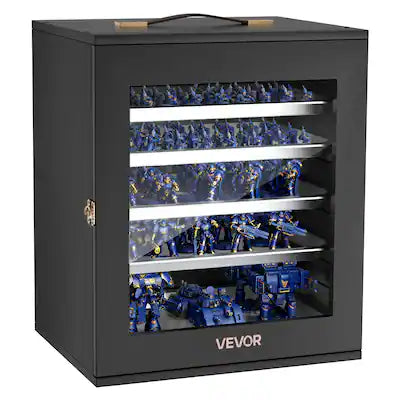 VEVOR - Miniatures Storage Case, Fits for 1:2500-1:3500 Scale Models, Wooden Miniatures Display Holder with 5 Tray & 13 Slots