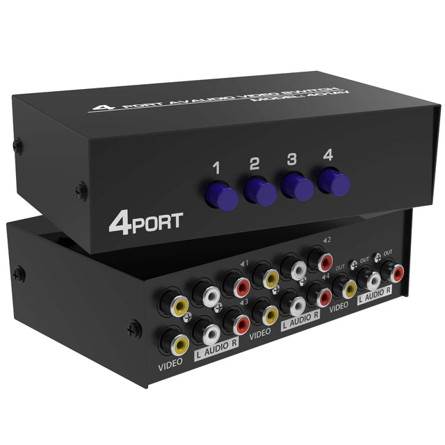 4 PORT AUDIO VIDEO SWITCH MODEL-404AV

4 PORT

1 2 3 4

VIDEO L AUDIO R VIDEO L AUDIO R VIDEO L AUDIO R VIDEO L AUDIO R

OUT OUT OUT OUT