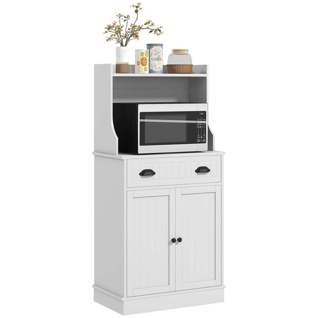 Front. Homcom - Microwave Cabinet with Drawer, Cabinet and Adjustable Shelf.