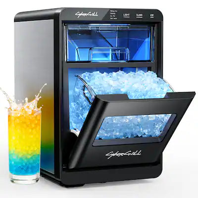 CyberChiII - Nugget Ice Maker Countertop, 44 lbs/Day Nugget Ice Maker with Self-Cleaning, Soft Chewable Sonic Ice for Home, Kitchen