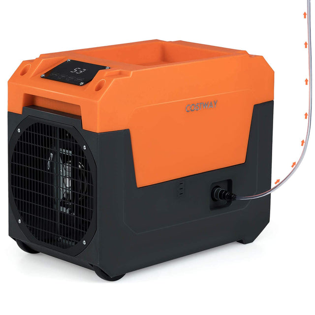 Front. Costway - Costway 140 Pints Commercial Dehumidifier with Pump, Drain Hose for Basements, Job Sites 4500 Sq. ft Coverage Area - Orange.