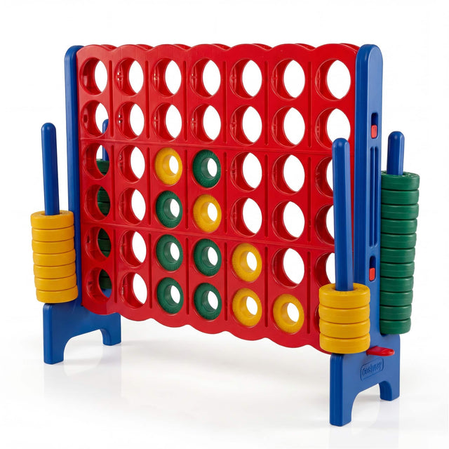 Front. Costway - Costway Jumbo 4-to-Score 4 in A Row Board Game Set Outdoor Indoor Kids Adults Family Fun - Blue + Red.
