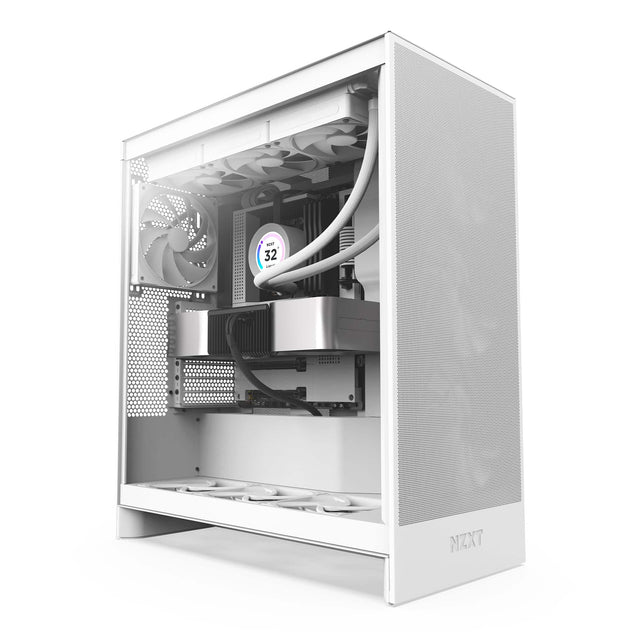 Front. NZXT - H7 Flow 2024 Mid-Tower ATX PC Case - White.