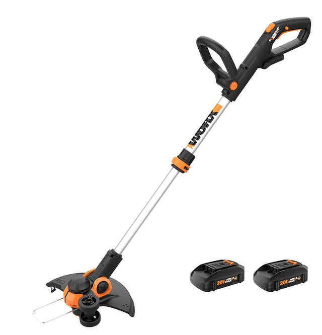 Front. WORX - WG163.1 GT 3.0 20V 12-Inch Cutting Diameter Cordless Grass Trimmer (2 x 2.0 Ah Batteries & 1 x Charger) - Orange.