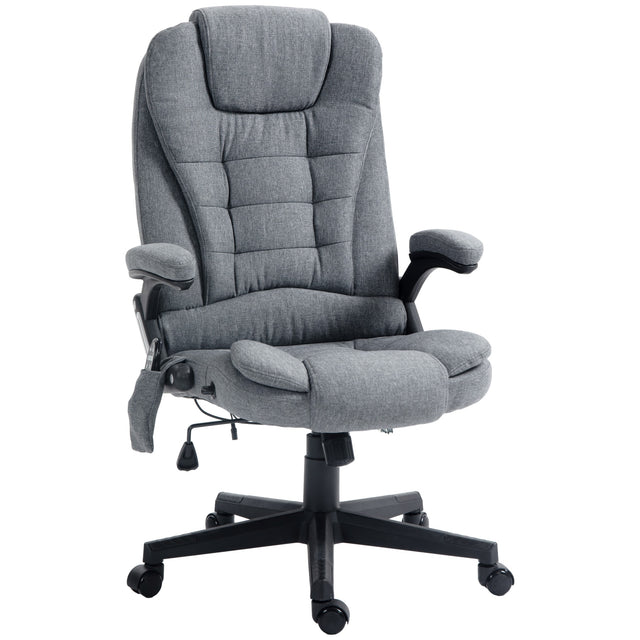 Front. Homcom - Point Vibrating Massage Office Chair with Heat - Grey.