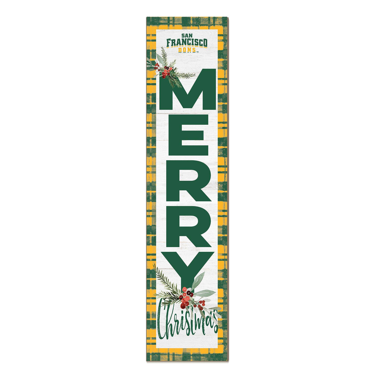 Jardine - San Francisco Dons 12'' x 48'' Outdoor Merry Christmas Leaner - White
