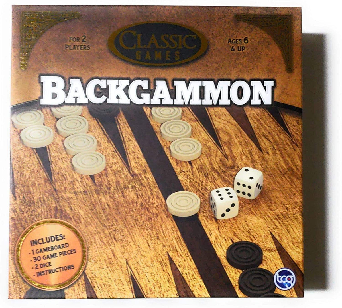 The Canadian Group - Classic Games Wood Backgammon Set | Board & 30 Game Pieces - Brown