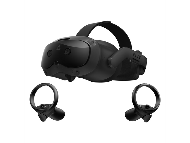 Front. HTC - HTC Vive Focus Vision — Mixed Reality and PC VR Headset + Controllers — Business Edition - Black.