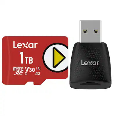 Lexar - PLAY 1TB UHS-I V30 A2 microSDXC Memory Card, Bundle with microSD USB 3.2 Gen 1 Type-A Card Reader
