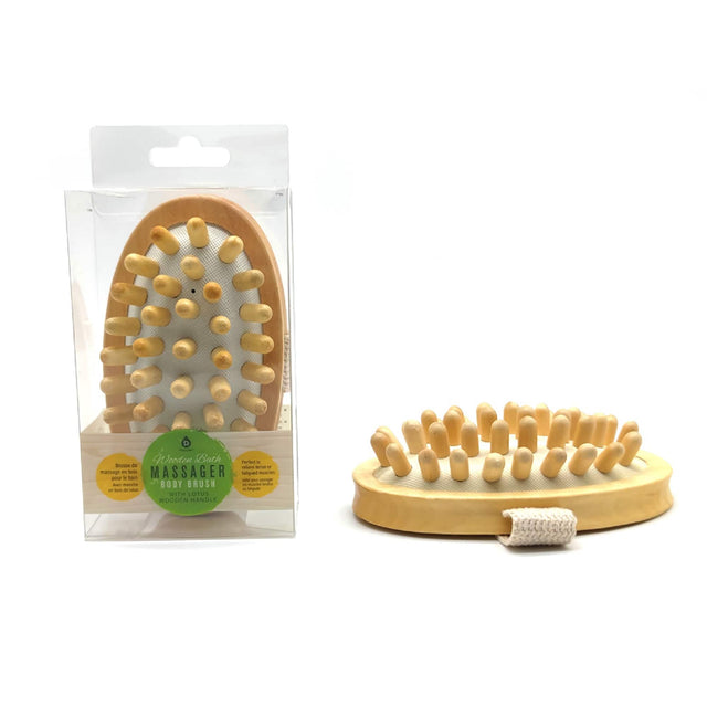 Wooden Bath Massager - Massager - Body Brush - With Lotus Wooden Handle