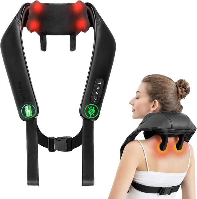 Front. Nekteck - Cordless 6D Shiatsu Neck and Back Massager - Black.