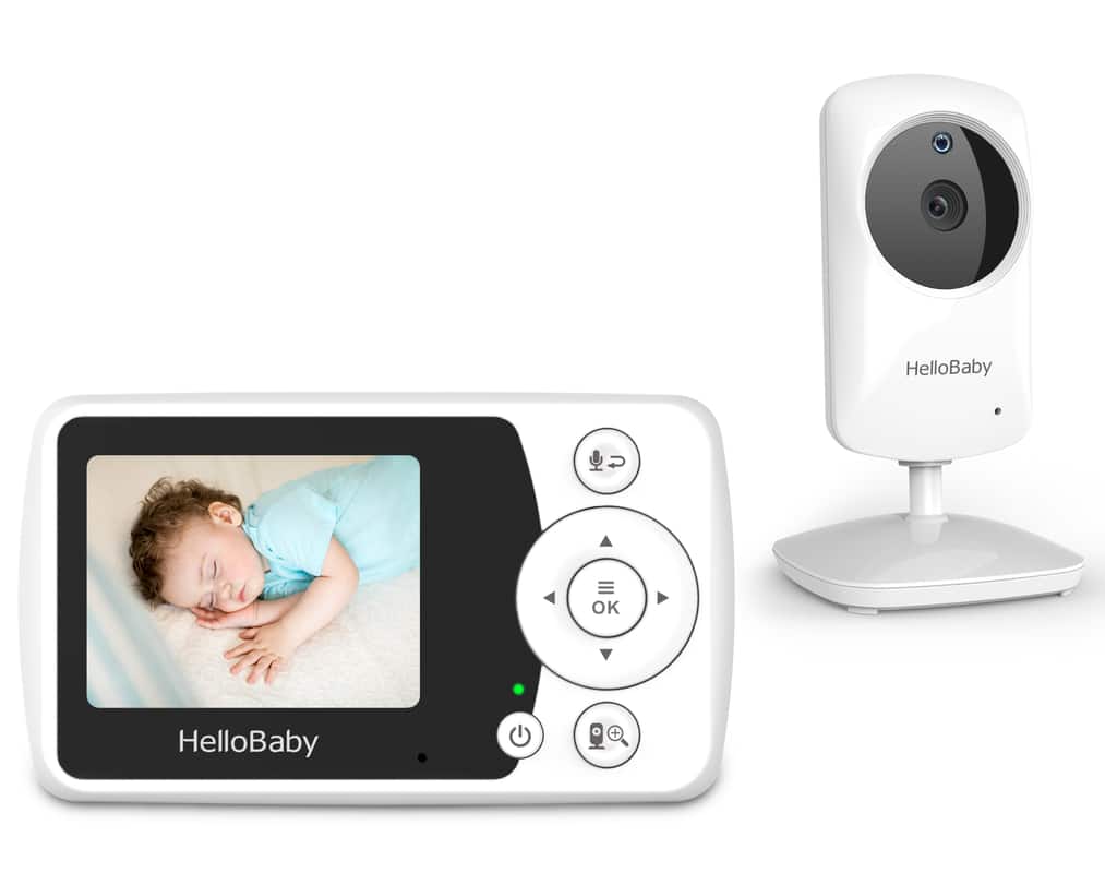 HelloBaby - HB31 Video Baby Monitor with Camera and Audio, 1000ft Range, Night Vision, Lullaby, 2.4" LCD - White