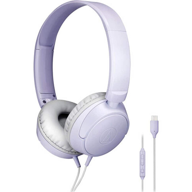 Front. Audio-Technica - Audio Technica ATHS120CVL On-Ear USB-C Headphones - Light Violet - Purple.