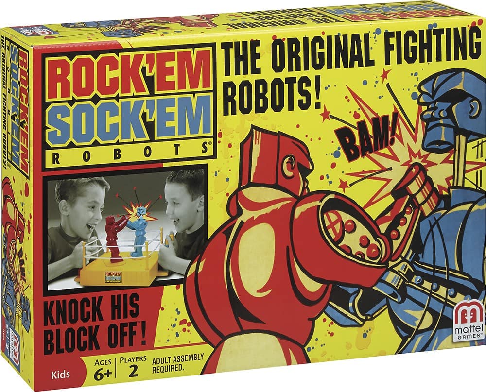 Mattel - Rock 'Em Sock 'Em Robots Game - Red/Blue/Yellow