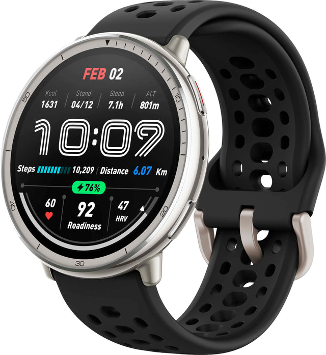 The text on the image is grouped and corrected as follows:

FEB 02 Kcal Stand Sleep ALT D | 10 1631 04/12 7.1h 801m 10:09 Steps 10,209 Distance 6.07 Km 76% 40 60 47 92 20 QL HRV Readiness 30