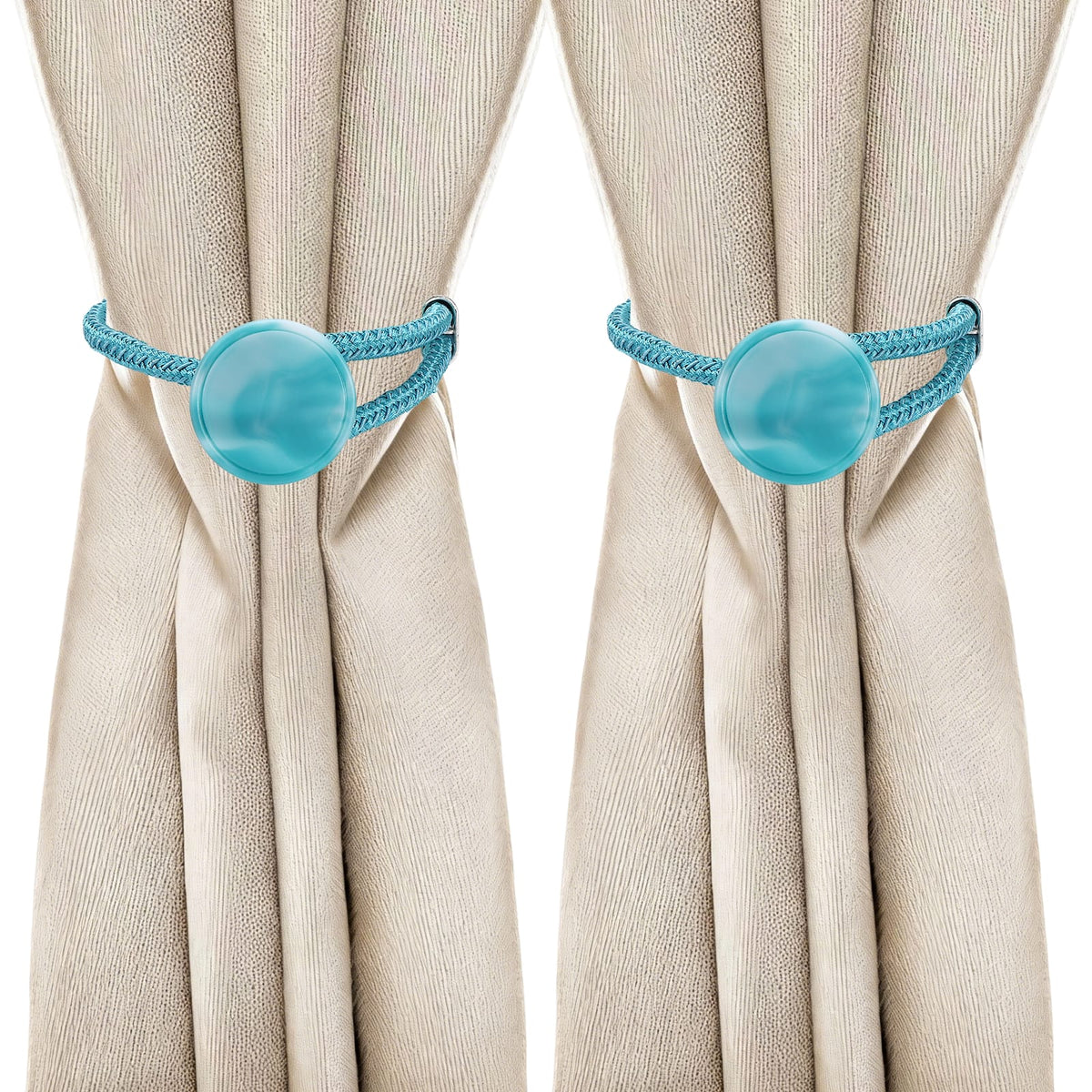 Unique Bargains - Premium 2pcs Rope Curtain Tiebacks with Buckle Decorative Holders for Home Office Thin Sheer Window Curtains - Porcelain blue