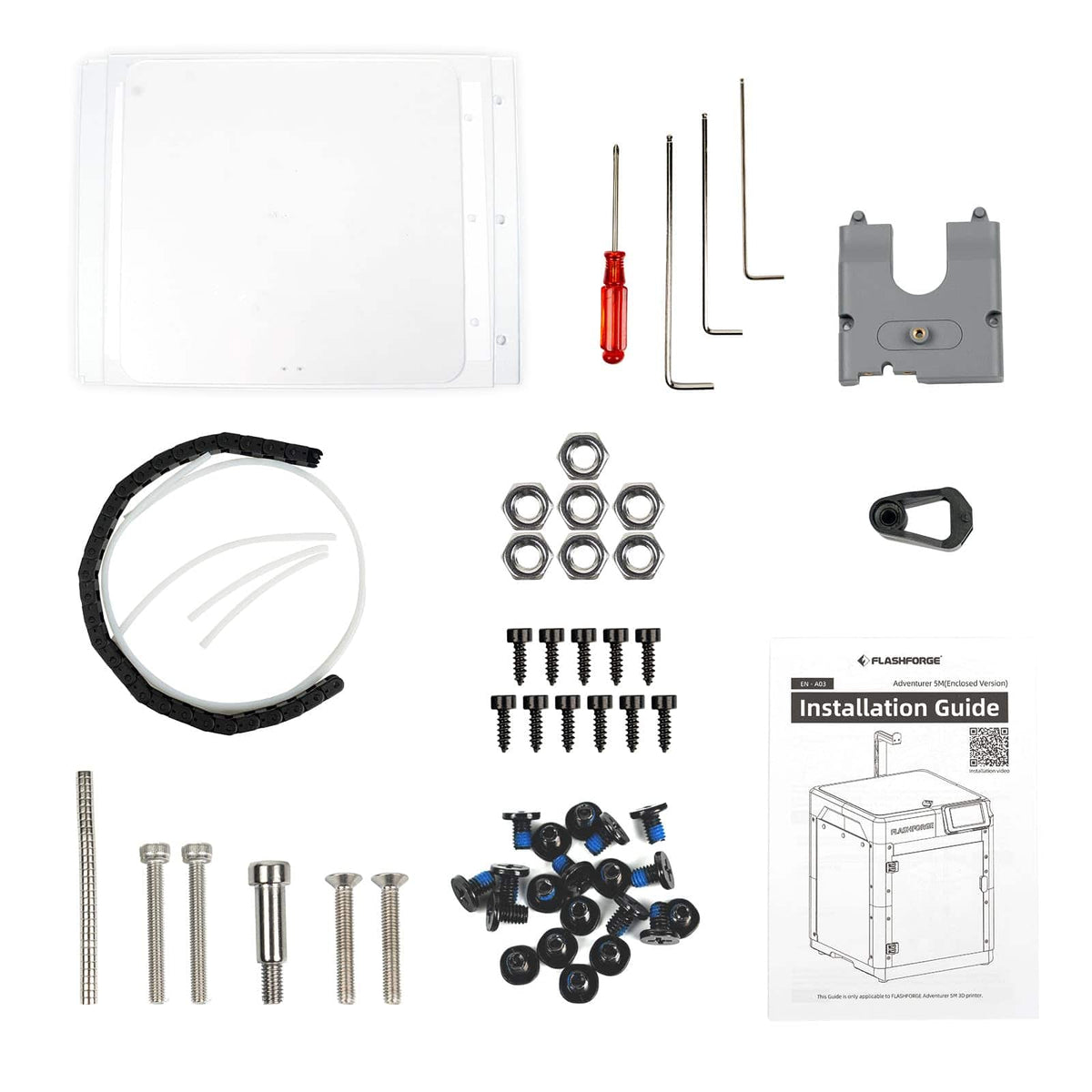 Flashforge - Adventurer 5M 3D Printer Enclosure kit, Reduce Noise and Increase Safety, Supports Printing High Temperature Filaments - White