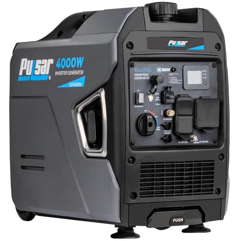 Pulsar - GX400BN 4000W Portable Dual Fuel Inverter Generator Ultra Quiet RV Ready Parallel Capable Wheels CO Sensor