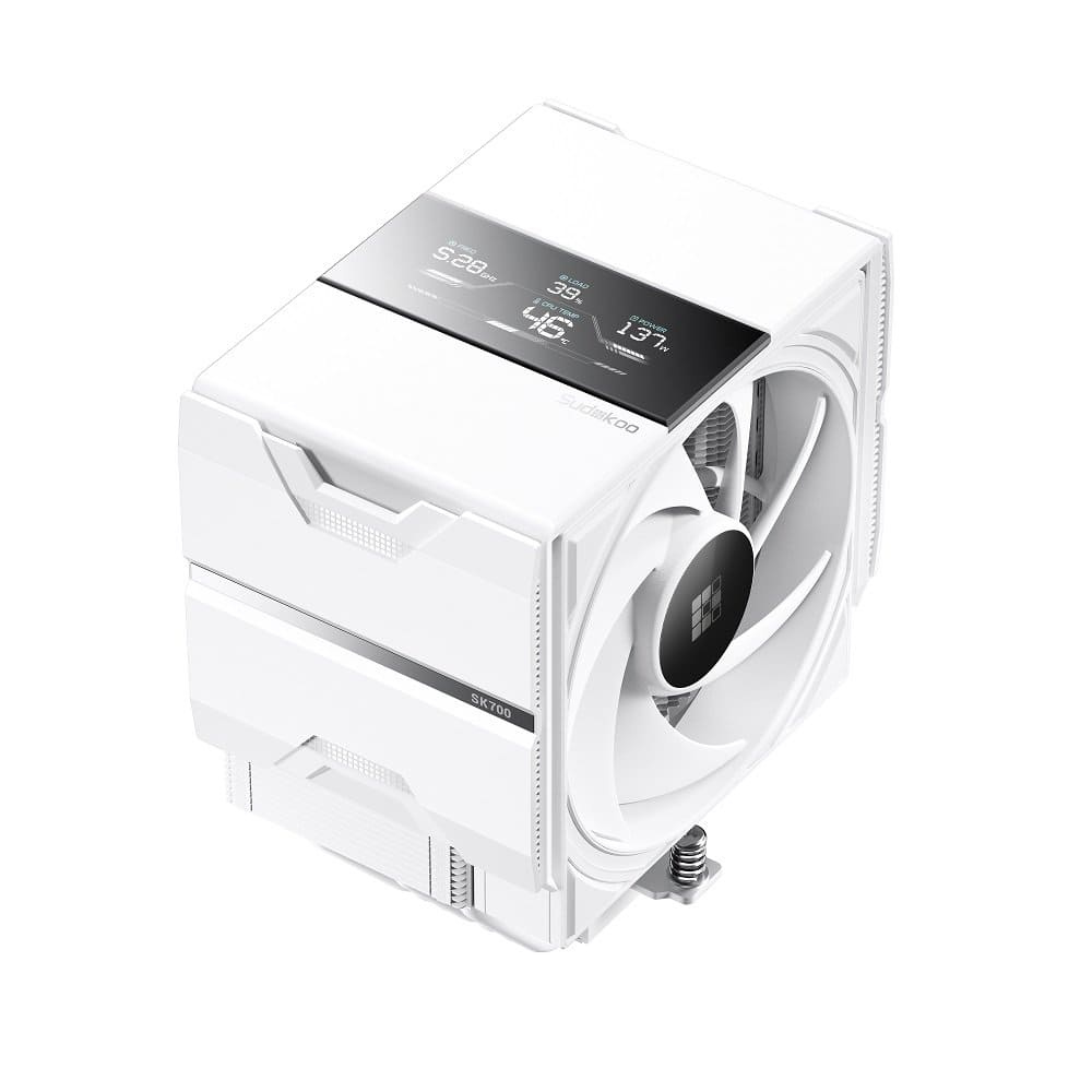 Sudokoo - SK700V AM5-Designated Digital Air Cooler, Single Tower, High Performance M-Winding Tech Fan, 7 Copper Heat Pipes - White