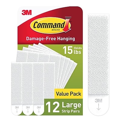 Command - Large Hanging Strips, 15 lb., 12/Pack - White