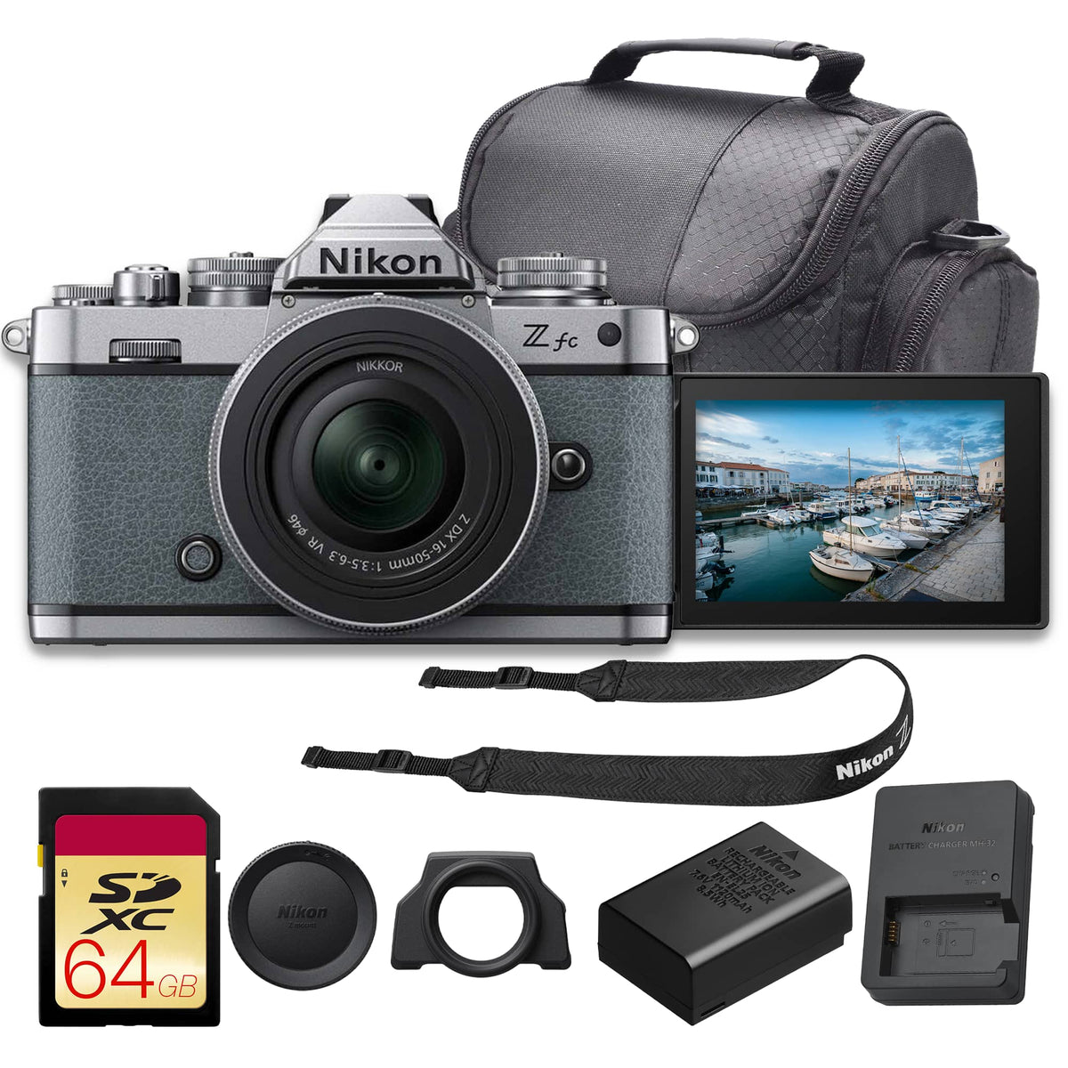 Nikon - Zfc Mirrorless Camera with NIKKOR Z DX 16-50mm f/3.5-6.3 VR Lens (Chalk Blue) (11pc Bundle)