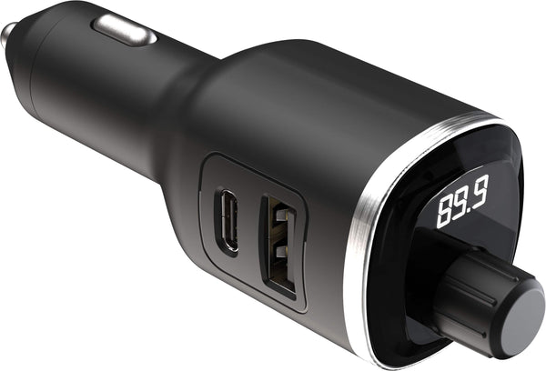 Scosche - BTFREQ Bluetooth FM Transmitter,Dual 12W USB-C and USB-A Charging Ports - Black