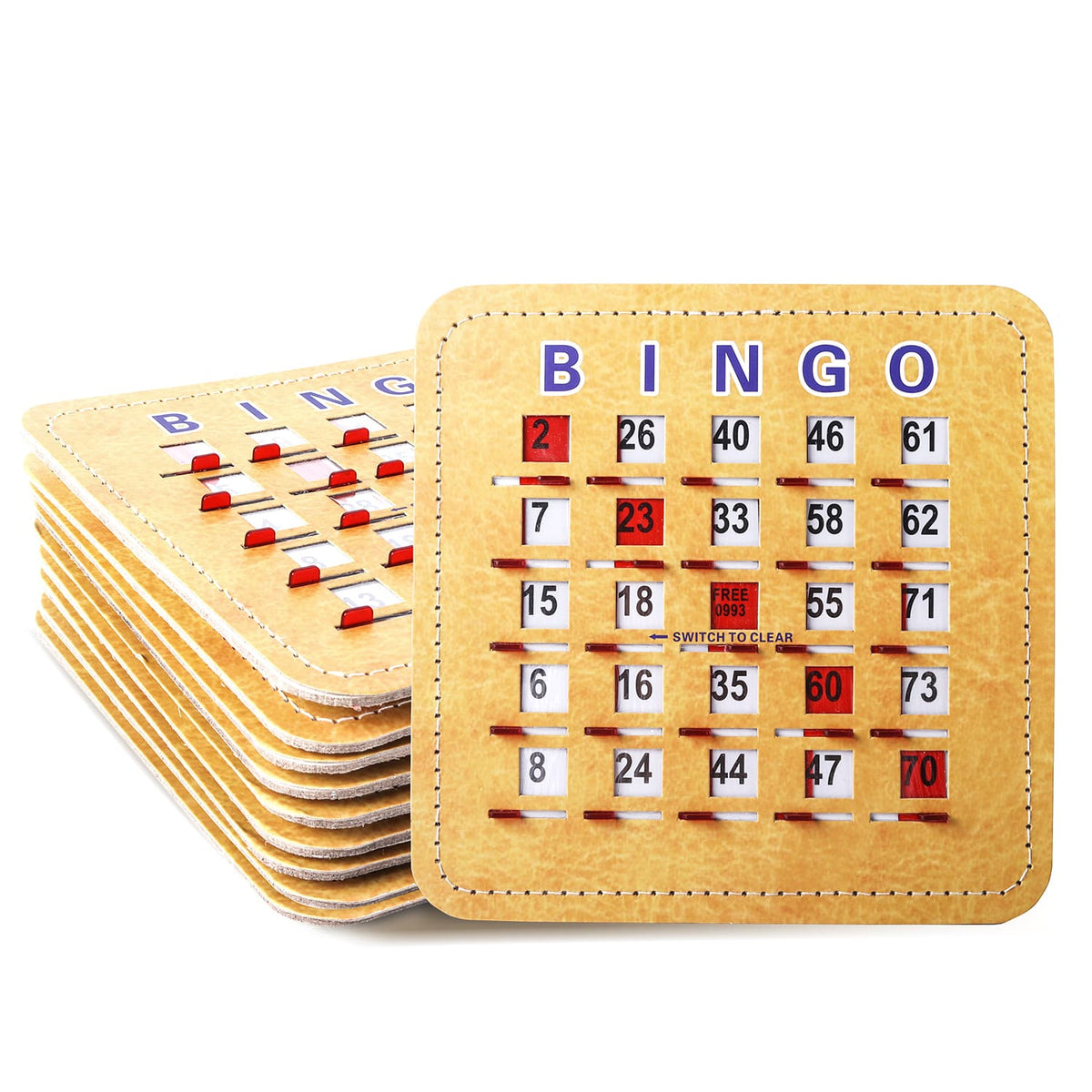 GSE Games & Sports Expert - 10-Pack Shutter Bingo Cards, Easy-Read Large Print Bingo Cardboard with Sliding Windows