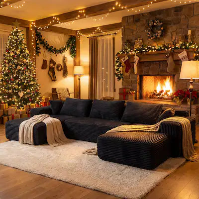 FUFU & GAGA - 134"Oversized Modular Cloud Sectional Sofa with Double Chaise,Deep Seat Plush Velvet Couch,Pet Friendly High Density