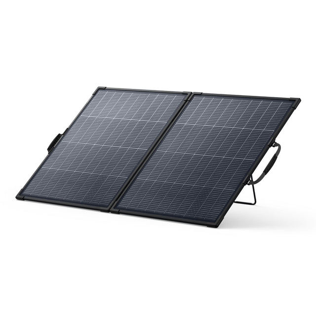 Front. Anker - SOLIX PS200 Bifacial Portable Solar Panel,200W with Dual-Sided Power Generation for Camping,RVs,and Home Backup.