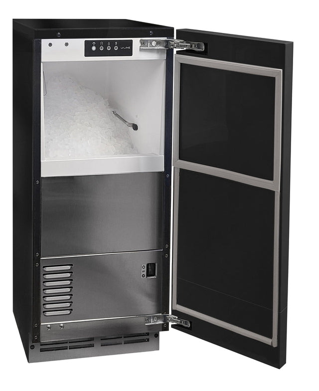 Front. U-Line - Nugget Ice 15” Pump, Concealed Soft Close Articulating Reversible Hinge, 20 minute clean cycle, Integrated Solid Door - Panel Ready.