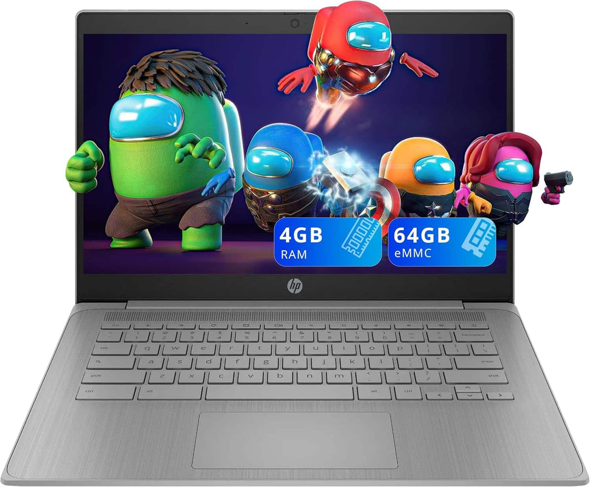 HP - Refurbished Excellent - 14" HD Chromebook, Intel Celeron N4500, 4GB RAM, 64GB eMMC, Intel UHD Graphics, 720p Webcam, Wi-Fi 6, Chrome OS - Gray