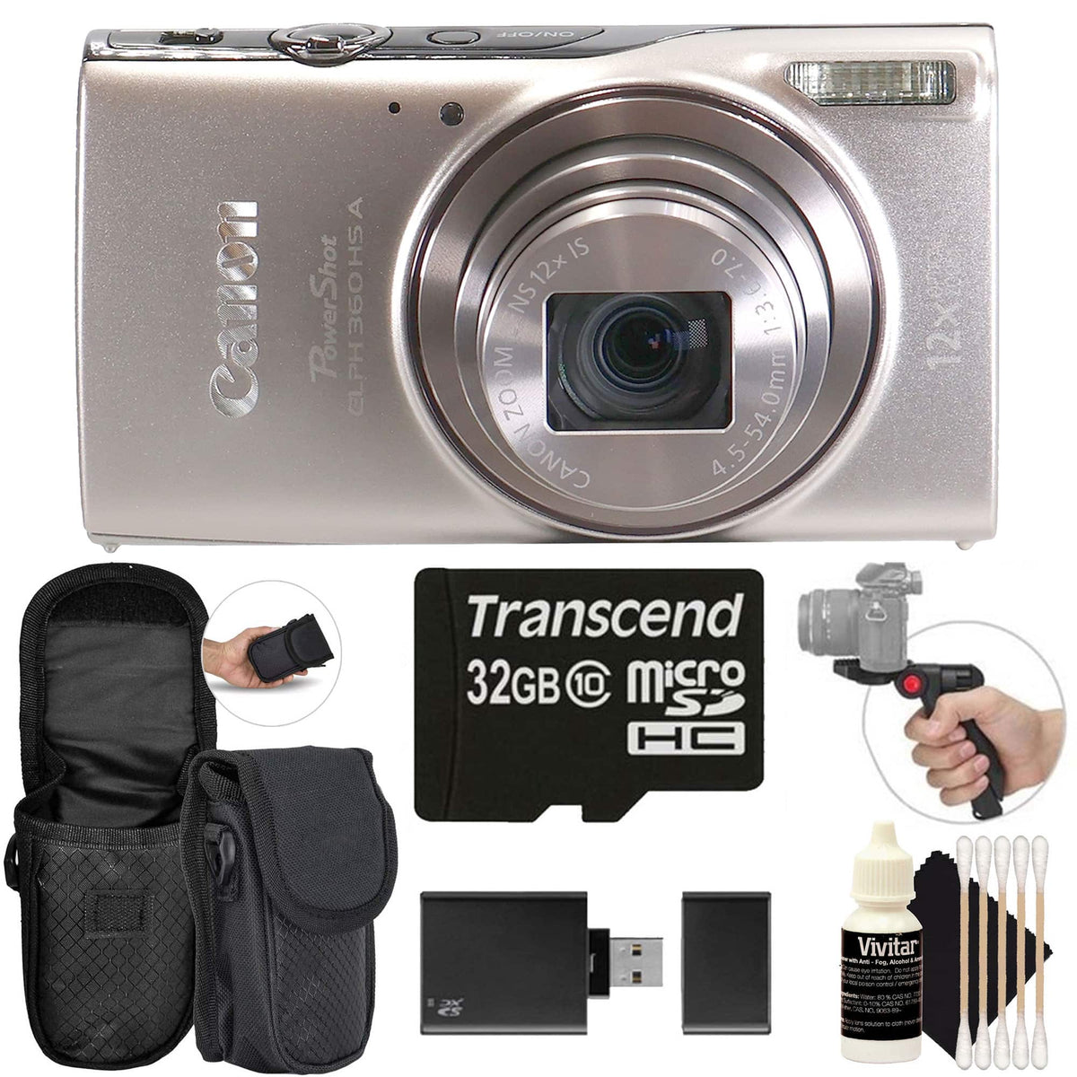 Canon - PowerShot ELPH 360 HS A Digital Camera with 32GB Card Starter Kit - Silver