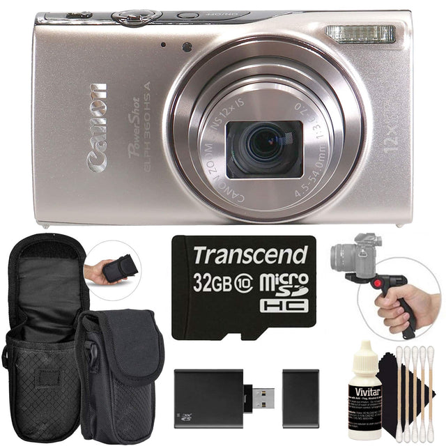 Canon PowerShot ELPH 360 HS A  
12x Zoom  
4.5-54.0mm  
1:3. M  
0mm  
CANON  
Transcend 32GB Micro SDHC  
Vivitar