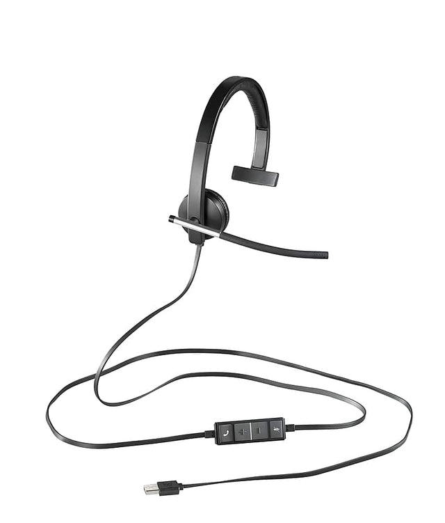 Front. Logitech - H650e Mono Wired On-ear Headset - Black.