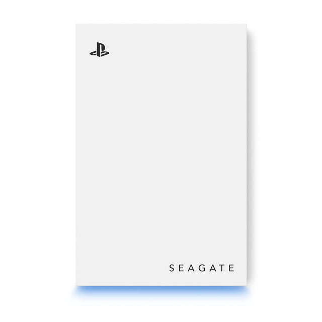 Front. Seagate - Game Drive for PlayStation Consoles 2TB External USB 3.2 Gen 1 Portable Hard Drive with Blue LED Lighting - White.