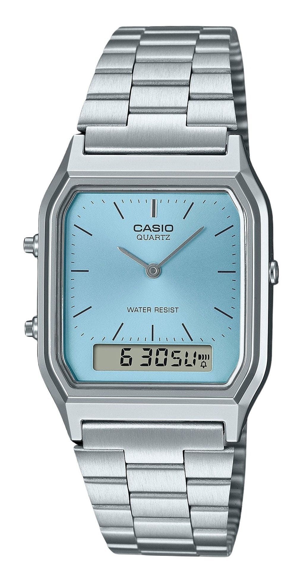 Casio - Vintage Analog Digital Quartz AQ-230A-2A1 Unisex Watch Turquoise Blue Dial World Time Dual Time - Silver, Blue