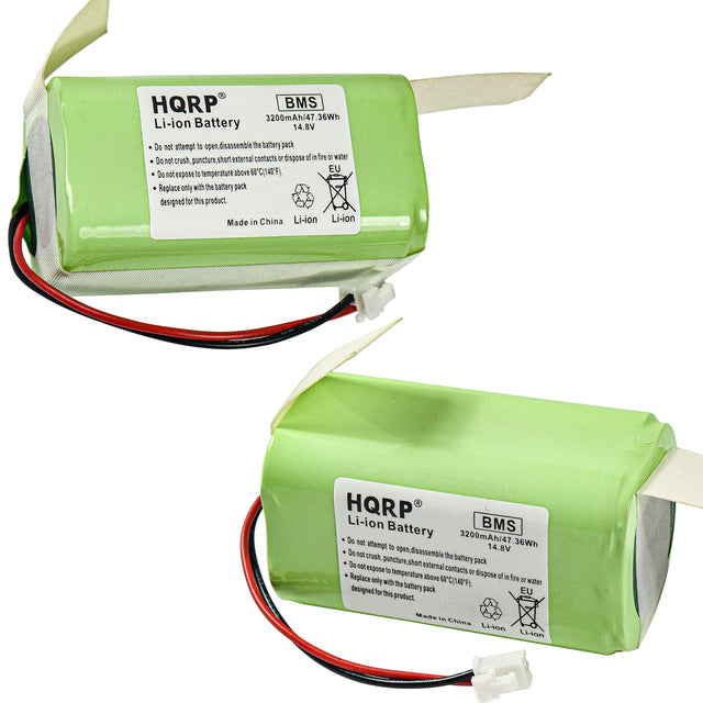 HQRP BMS 3200mAh/47.36Wh Li-ion Battery 14.8V

- Do not attempt to open, disassemble the battery pack
- Do not crush, puncture, short external contacts or dispose of in fire or water
- Do not expose to temperature above 60°C (140°F)
- Replace only with the battery pack designed for this product

Made in China

Li-ion Li-ion