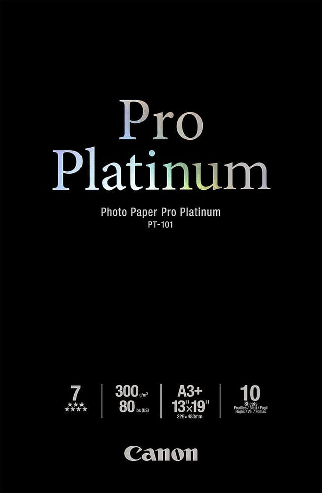 Front. Canon - PT-101 Pro Platinum Glossy Photo 13" x 19" 10-count Paper - white.