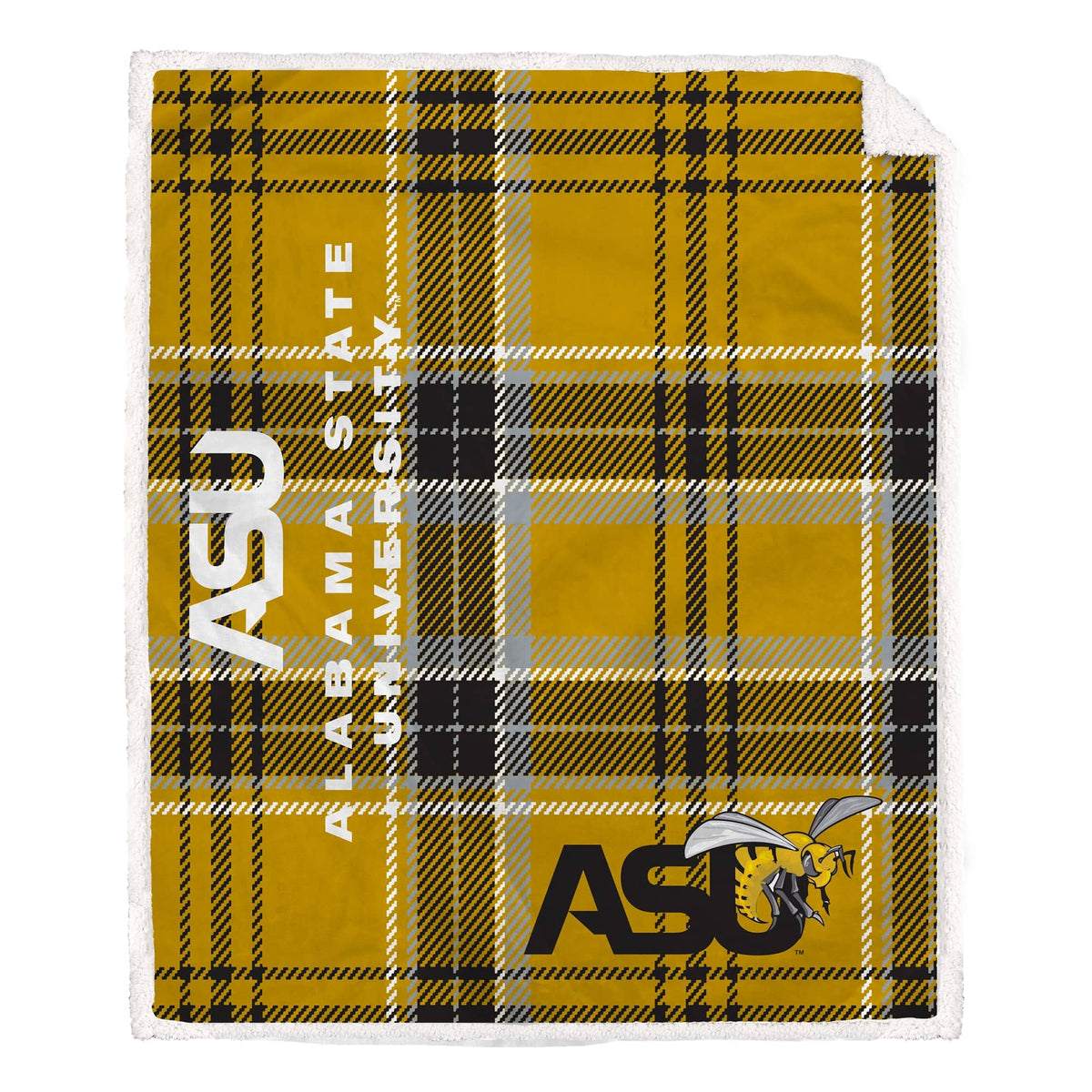 Pegasus - Alabama State Hornets 50" x 60" Playmaker Plaid Ultra Cozy Sherpa Throw - Multicolor
