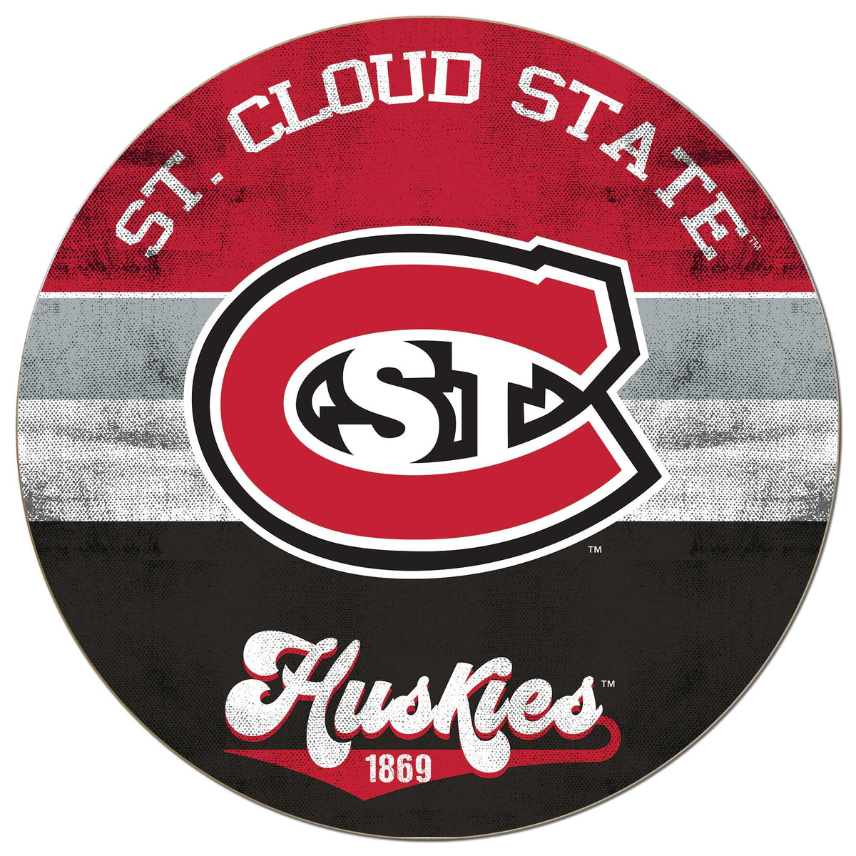Jardine - St. Cloud State Huskies 20'' x 20'' Retro Logo Circle Sign - Red