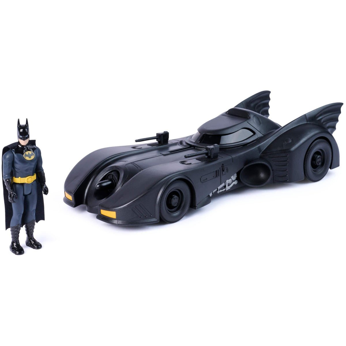 Spin Master - Batman '89 Batmobile and 4-Inch Poseable Figure Set - Retro Collector Ages 4+ - Black