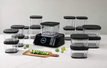 Silo - Deep Vacuum Food Storage System with 16 Containers, Built-In Scale and Alexa - Black